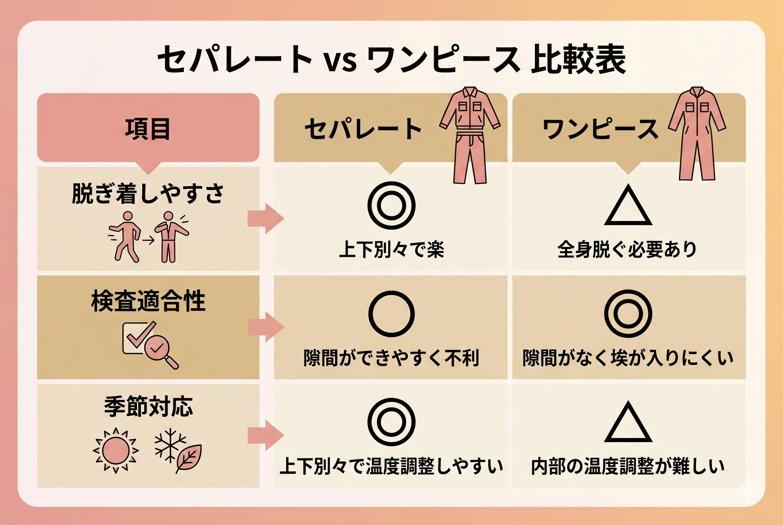 セパレートvsワンピース 比較表