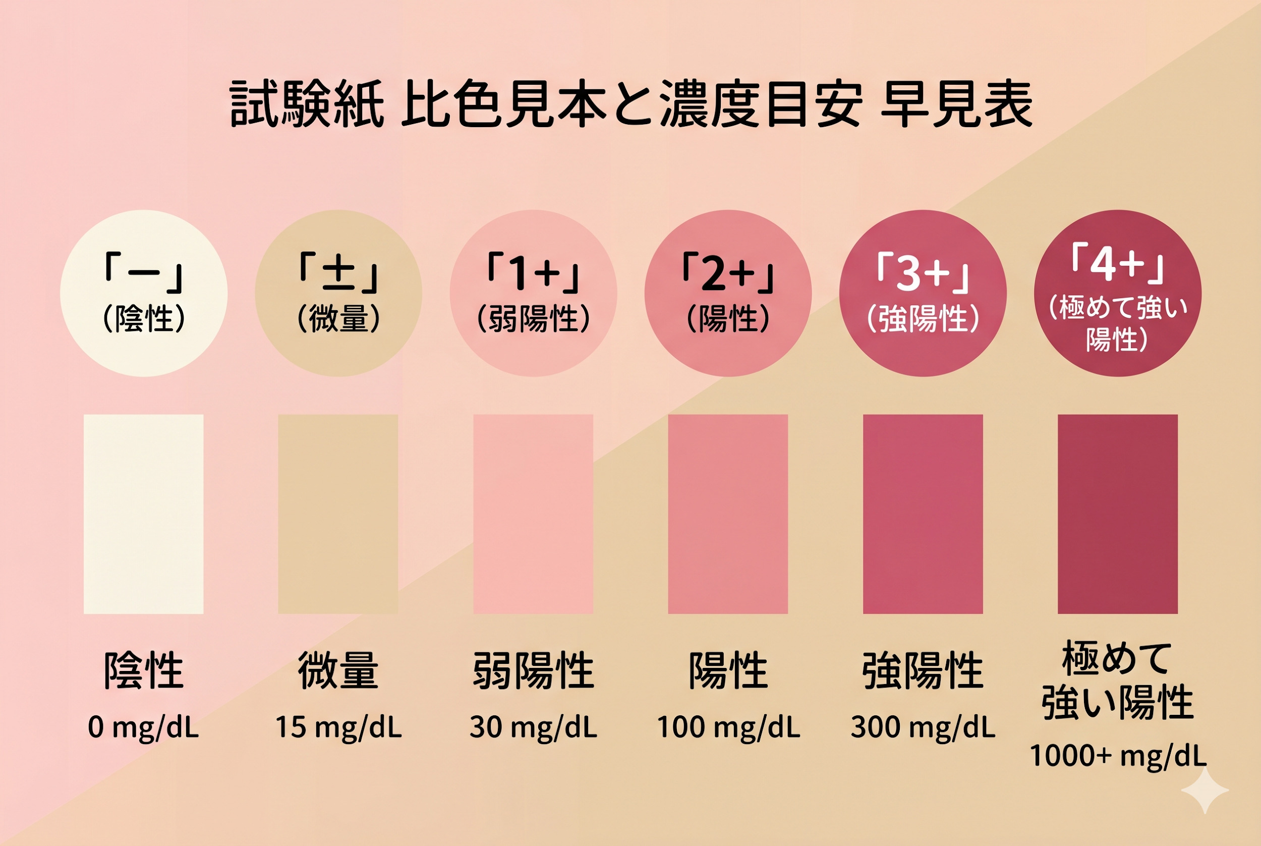 試験紙 比色見本と濃度目安 早見表